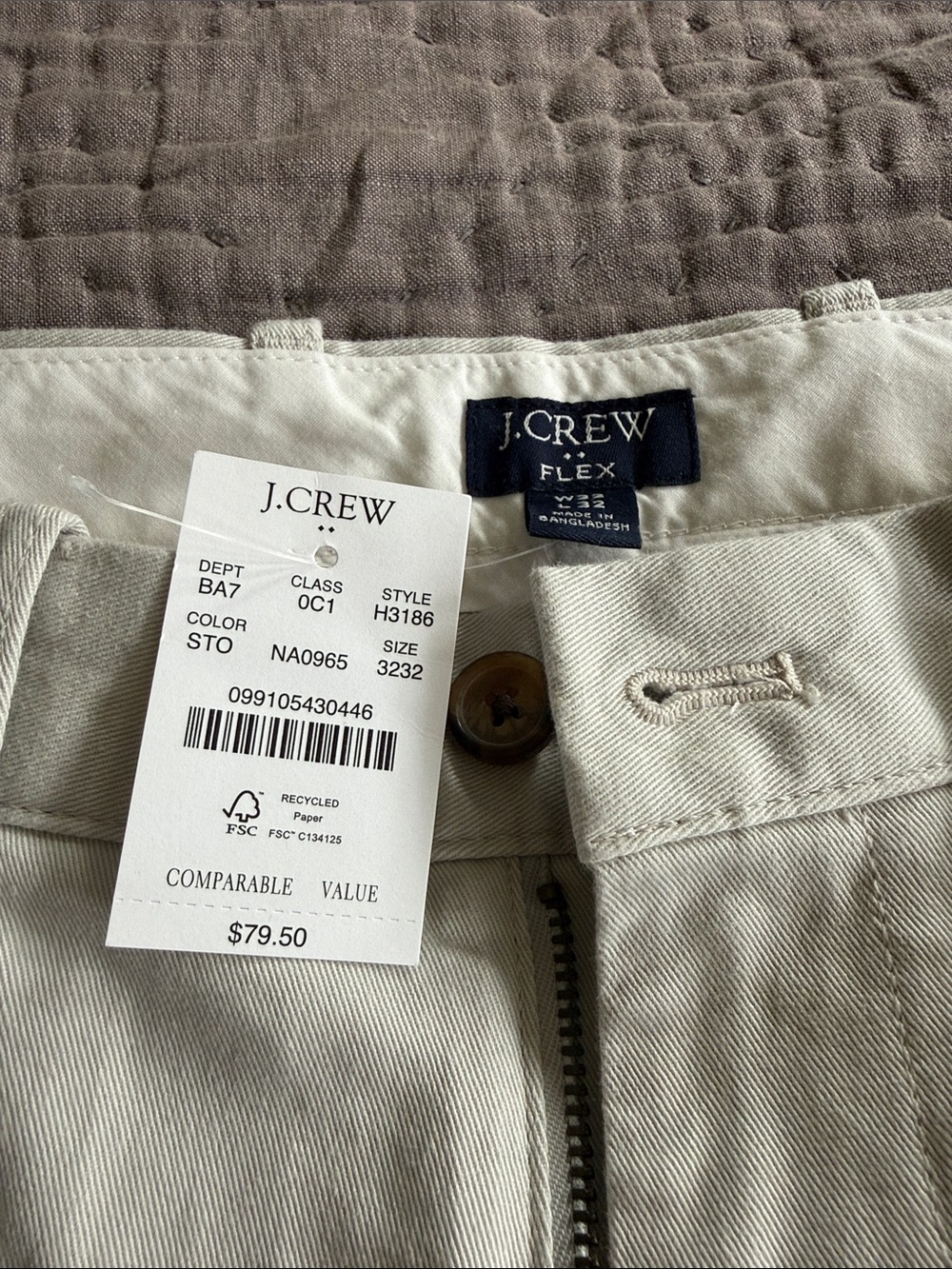 J. Crew Flex Men’s Off-White Chinos
